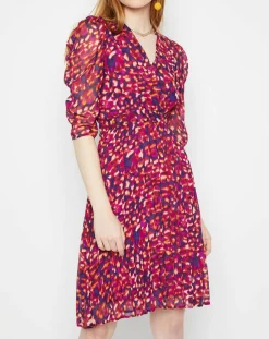 Robe en voile Yana léopard rose/violet