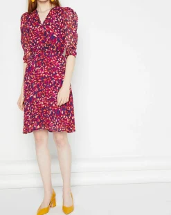 Robe en voile Yana léopard rose/violet