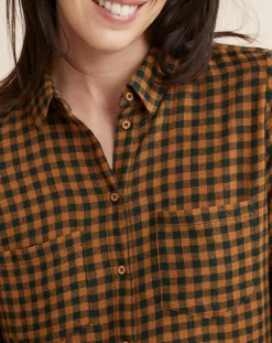 Robe Etamine Laine mélangée à carreaux vert moyen/camel