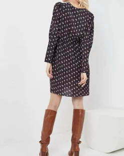 Robe Figue Fraîche imprimée bleu marine