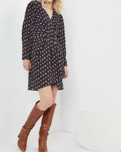 Robe Figue Fraîche imprimée bleu marine