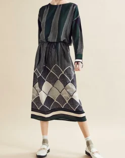 Robe fluide Naima imprimée verte