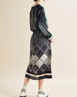 Robe fluide Naima imprimée verte