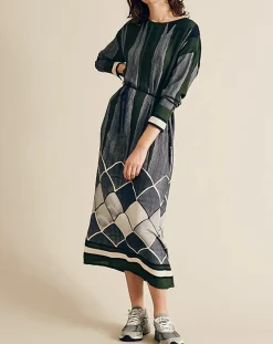 Robe fluide Naima imprimée verte