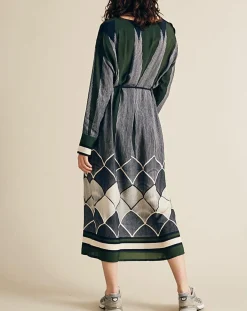 Robe fluide Naima imprimée verte