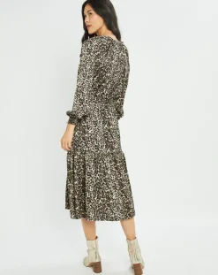 Robe fluide Store imprimée wild beige/noir