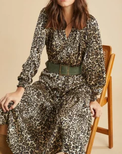 Robe fluide Store imprimée wild beige/noir