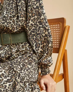 Robe fluide Store imprimée wild beige/noir