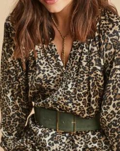 Robe fluide Store imprimée wild beige/noir