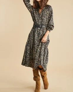 Robe fluide Store imprimée military noire