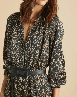 Robe fluide Store imprimée military noire