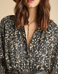 Robe fluide Store imprimée military noire