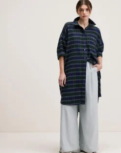 Robe Gladys à carreaux marine/vert