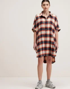 Robe Glenn à carreaux gris/rouge/écru