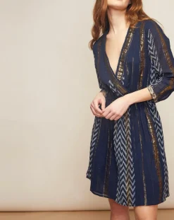 Robe Haiti imprimée bleu marine