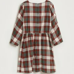 Robe Ilusion en Coton à carreaux beige/orange/vert