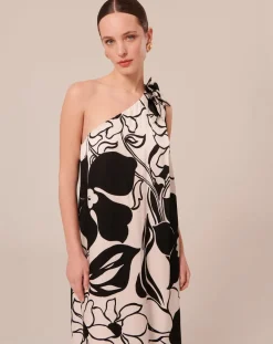 Robe imprimé à fleurs noires craie