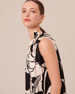 Robe imprimé à fleurs noires craie