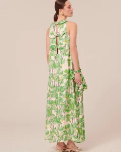 Robe imprimé à fleurs verte