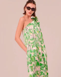 Robe imprimé à fleurs verte