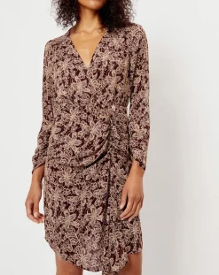 Robe imprimée floral Luna bordeaux
