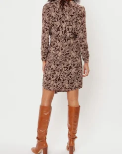 Robe imprimée floral Luna bordeaux