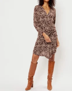 Robe imprimée floral Luna bordeaux