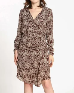 Robe imprimée floral Luna bordeaux