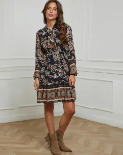 Robe imprimée mi-longue Charlie noire