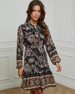 Robe imprimée mi-longue Charlie noire