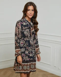 Robe imprimée mi-longue Charlie noire