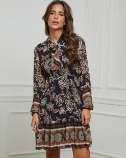 Robe imprimée mi-longue Charlie noire