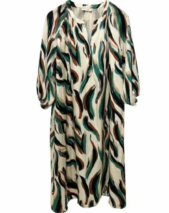 Robe Léa satinée imprimée vert/multicolore