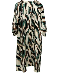 Robe Léa satinée imprimée vert/multicolore