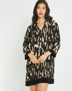 Robe Leoni imprimée fauve noir/beige