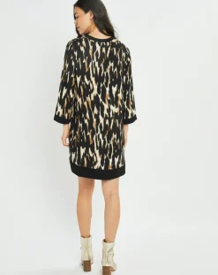 Robe Leoni imprimée fauve noir/beige
