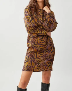 Robe Lizy imprimée ocre/violet