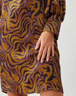 Robe Lizy imprimée ocre/violet