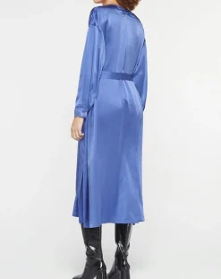Robe longue 100% Soie Abito bleue