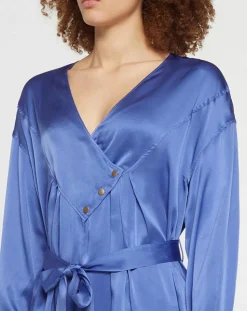 Robe longue 100% Soie Abito bleue