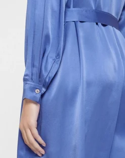 Robe longue 100% Soie Abito bleue