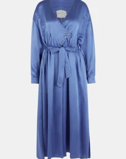 Robe longue 100% Soie Abito bleue