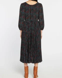 Robe longue et plissée Gaia noire