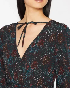 Robe longue et plissée Gaia noire