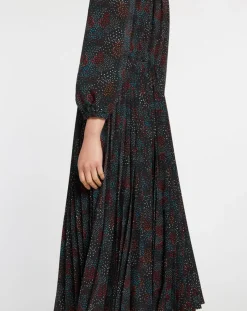 Robe longue et plissée Gaia noire