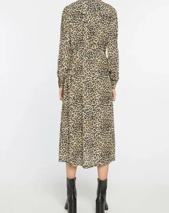 Robe longue Gamba léopard noire