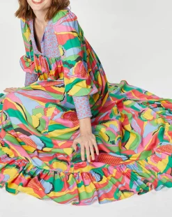 Robe longue Purple Country print bleu gris