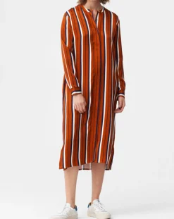 Robe longue Roya à rayures rouille