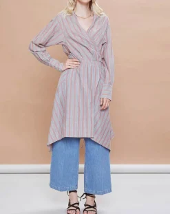 Robe Malorie Pastel rayée rouge/bleu