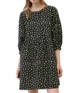 Robe manches ballons imprimée fleurs noire
